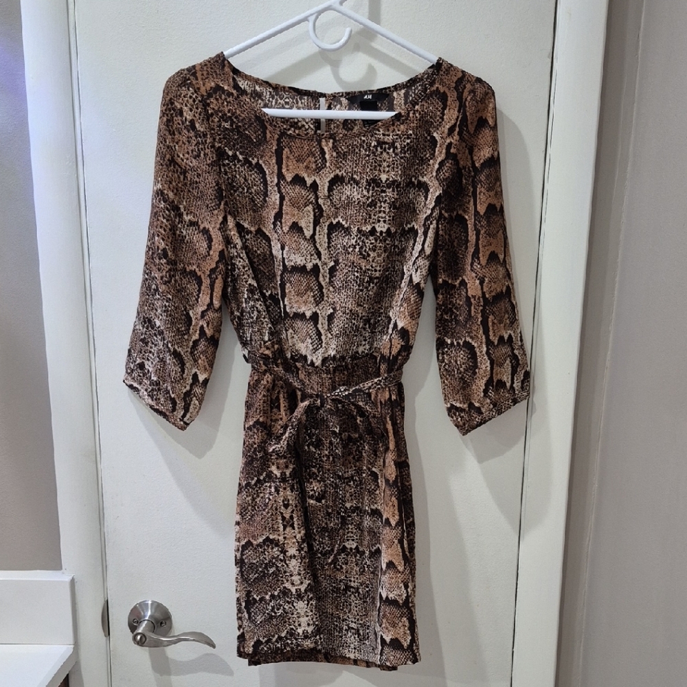 H&M Brown Patterned Dress